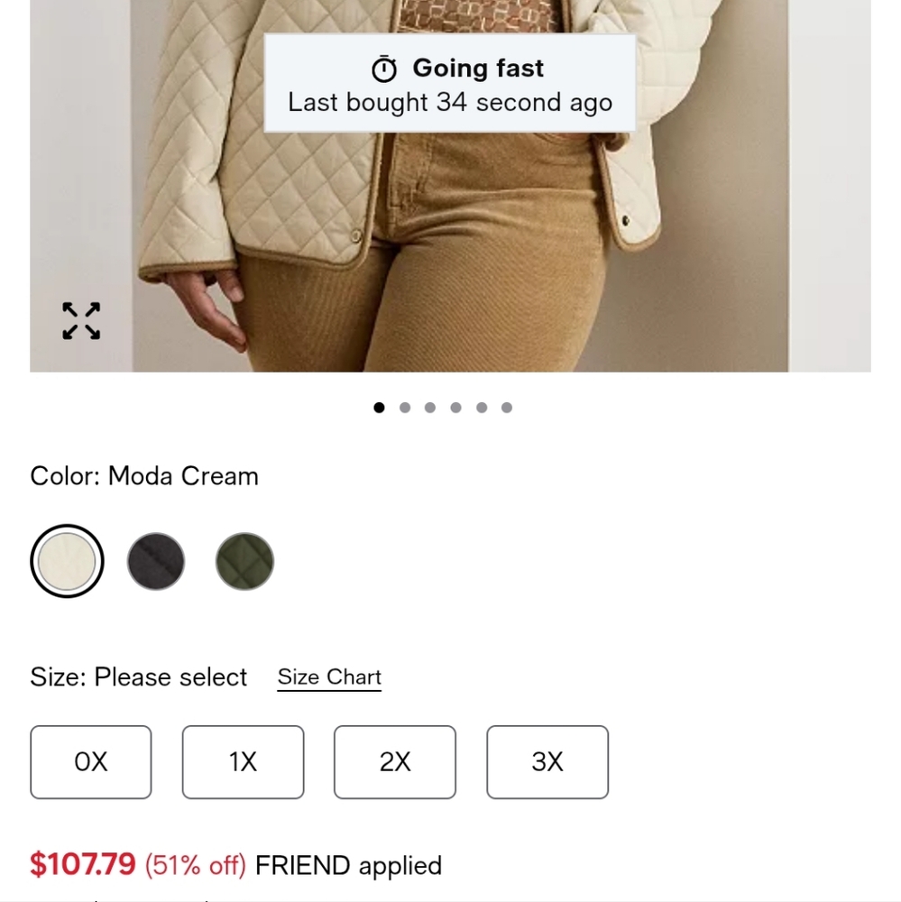 Ralph Lauren Double RL Cream Quilted Puffer Jacket